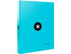 Classeur antartik 4 anneaux ronds 25mm a4 carton remborde coloris turquoise