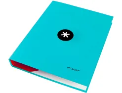 Classeur antartik 4 anneaux ronds 25mm a4 carton remborde coloris turquoise