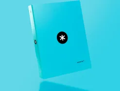 Classeur antartik 4 anneaux ronds 25mm a4 carton remborde coloris turquoise