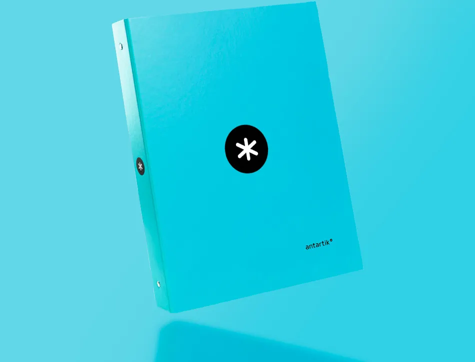 Classeur antartik 4 anneaux ronds 25mm a4 carton remborde coloris turquoise