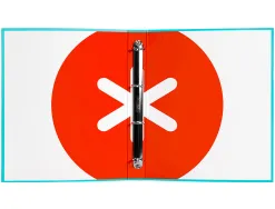 Classeur antartik 4 anneaux ronds 25mm a4 carton remborde coloris turquoise