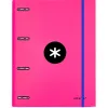 Classeur antartik 4 anneaux ronds 25mm a4 carton rembordé feuillets mobiles quadrillage 5mm coloris rose