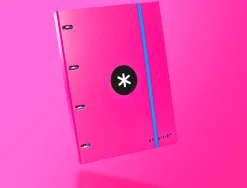 Classeur antartik 4 anneaux ronds 25mm a4 carton rembordé feuillets mobiles quadrillage 5mm coloris rose