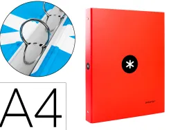 Classeur antartik 4 anneaux ronds 25mm a4 carton remborde coloris rouge