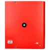 Classeur antartik 4 anneaux ronds 40mm a4 carton remborde feuillets mobiles quadrillage 5mm coloris rouge
