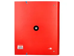 Classeur antartik 4 anneaux ronds 40mm a4 carton remborde feuillets mobiles quadrillage 5mm coloris rouge