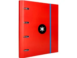 Classeur antartik 4 anneaux ronds 40mm a4 carton remborde feuillets mobiles quadrillage 5mm coloris rouge