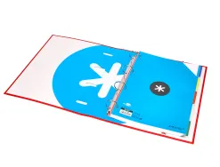 Classeur antartik 4 anneaux ronds 40mm a4 carton remborde feuillets mobiles quadrillage 5mm coloris rouge
