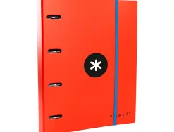 Classeur antartik 4 anneaux ronds 40mm a4 carton remborde feuillets mobiles quadrillage 5mm coloris rouge