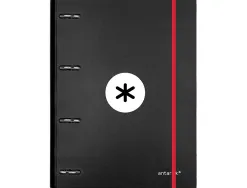 Classeur antartik 4 anneaux ronds 25mm a4 carton rembordé feuillets mobiles quadrillage 5mm coloris noir