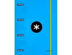 Classeur antartik 4 anneaux ronds 25mm a4 carton rembordé feuillets mobiles quadrillage 5mm coloris bleu