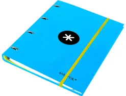 Classeur antartik 4 anneaux ronds 25mm a4 carton rembordé feuillets mobiles quadrillage 5mm coloris bleu