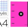 Classeur antartik 4 anneaux 25mm a4 carton remborde feuillets mobiles seyes coloris rose