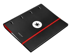 Classeur antartik 4 anneaux ronds 40mm a4 carton remborde feuillets mobiles quadrillage 5mm coloris noir