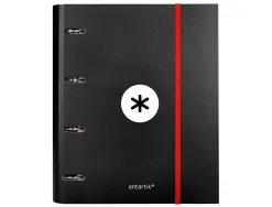 Classeur antartik 4 anneaux ronds 40mm a4 carton remborde feuillets mobiles quadrillage 5mm coloris noir