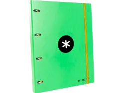 Classeur antartik 4 anneaux ronds 25mm a4 carton rembordé feuillets mobiles quadrillage 5mm coloris vert