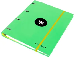 Classeur antartik 4 anneaux ronds 25mm a4 carton rembordé feuillets mobiles quadrillage 5mm coloris vert