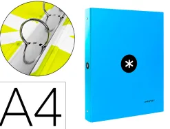 Classeur antartik 4 anneaux ronds 25mm a4 carton remborde coloris bleu