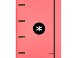 Classeur antartik 4 anneaux ronds 25mm a4 carton remborde feuillets mobiles q5x5 coloriscorail