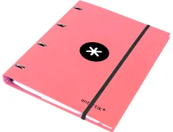 Classeur antartik 4 anneaux ronds 25mm a4 carton remborde feuillets mobiles q5x5 coloriscorail