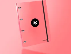 Classeur antartik 4 anneaux ronds 25mm a4 carton remborde feuillets mobiles q5x5 coloriscorail