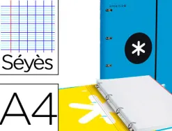 Classeur antartik 4 anneaux 25mm a4 carton remborde feuillets mobiles seyes coloris bleu