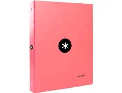 Classeur antartik 4 anneaux ronds 25mm a4 carton rembordé coloris corail