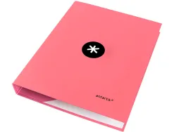 Classeur antartik 4 anneaux ronds 25mm a4 carton rembordé coloris corail