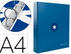 Classeur antartik 4 anneaux ronds 25mm a4 carton remborde coloris bleu marine