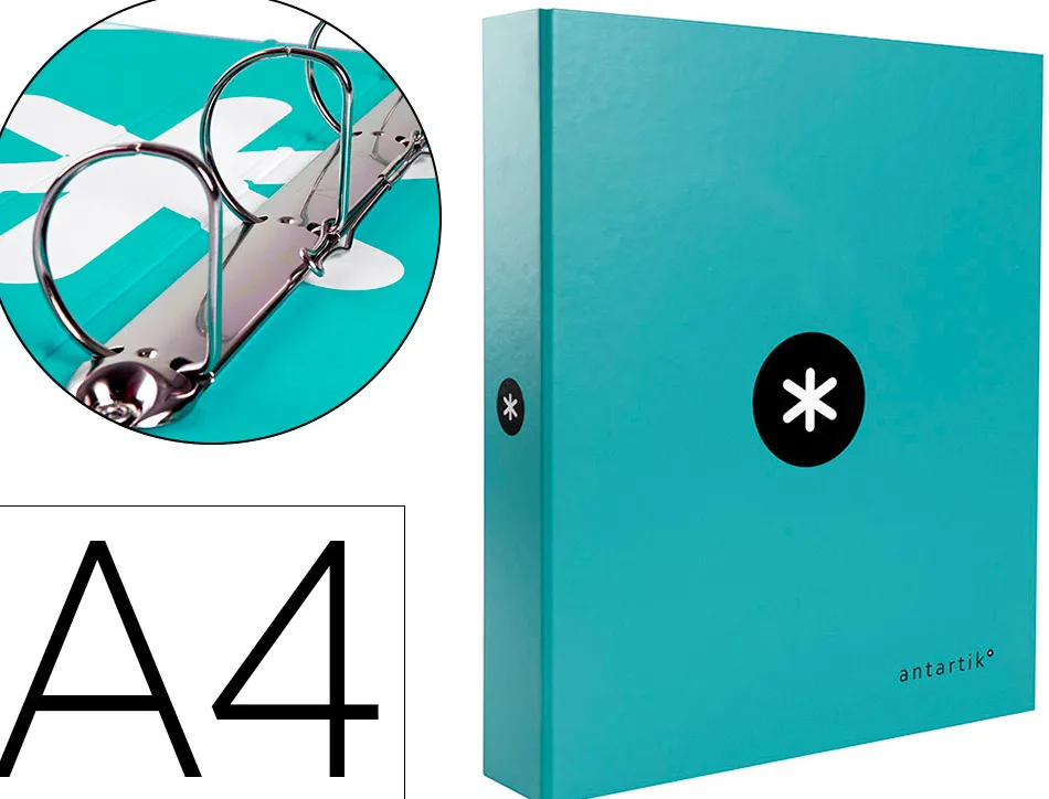 Classeur antartik 4 anneaux end 40mm a4+ carton remborde coloris menthe
