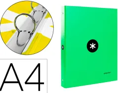 Classeur antartik 4 anneaux ronds 25mm a4 carton remborde coloris vert