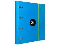 Classeur antartik 4 anneaux ronds 40mm a4 carton remborde feuillets mobiles quadrillage 5mm coloris bleu