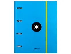 Classeur antartik 4 anneaux ronds 40mm a4 carton remborde feuillets mobiles quadrillage 5mm coloris bleu