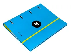 Classeur antartik 4 anneaux ronds 40mm a4 carton remborde feuillets mobiles quadrillage 5mm coloris bleu