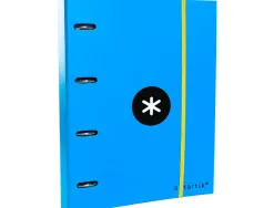 Classeur antartik 4 anneaux ronds 40mm a4 carton remborde feuillets mobiles quadrillage 5mm coloris bleu