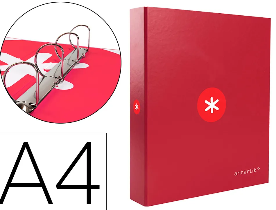 Classeur antartik 4 anneaux end 40mm a4+ carton remborde coloris framboise