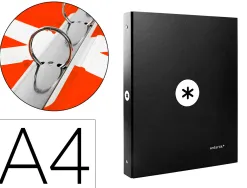 Classeur antartik 4 anneaux ronds 25mm a4 carton remborde coloris noir
