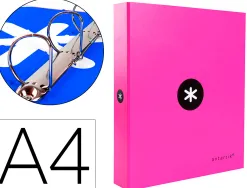 Classeur antartik 4 anneaux end 40mm a4+ carton rembordé coloris rose