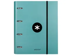 Classeur antartik 4 anneaux ronds 40mm a4 carton rembordé feuillets mobiles q5x5 coloris menthe