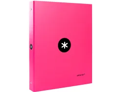 Classeur antartik 4 anneaux ronds 25mm a4 carton remborde coloris rose