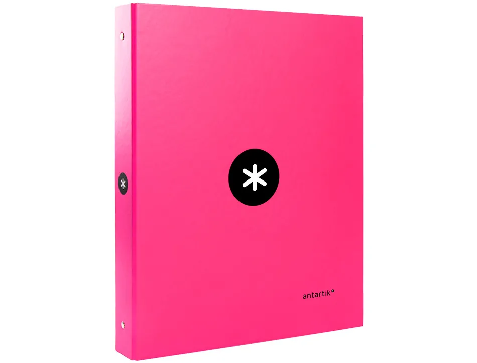 Classeur antartik 4 anneaux ronds 25mm a4 carton remborde coloris rose