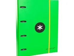 Classeur antartik 4 anneaux ronds 40mm a4 carton remborde feuillets mobiles quadrillage 5mm coloris vert