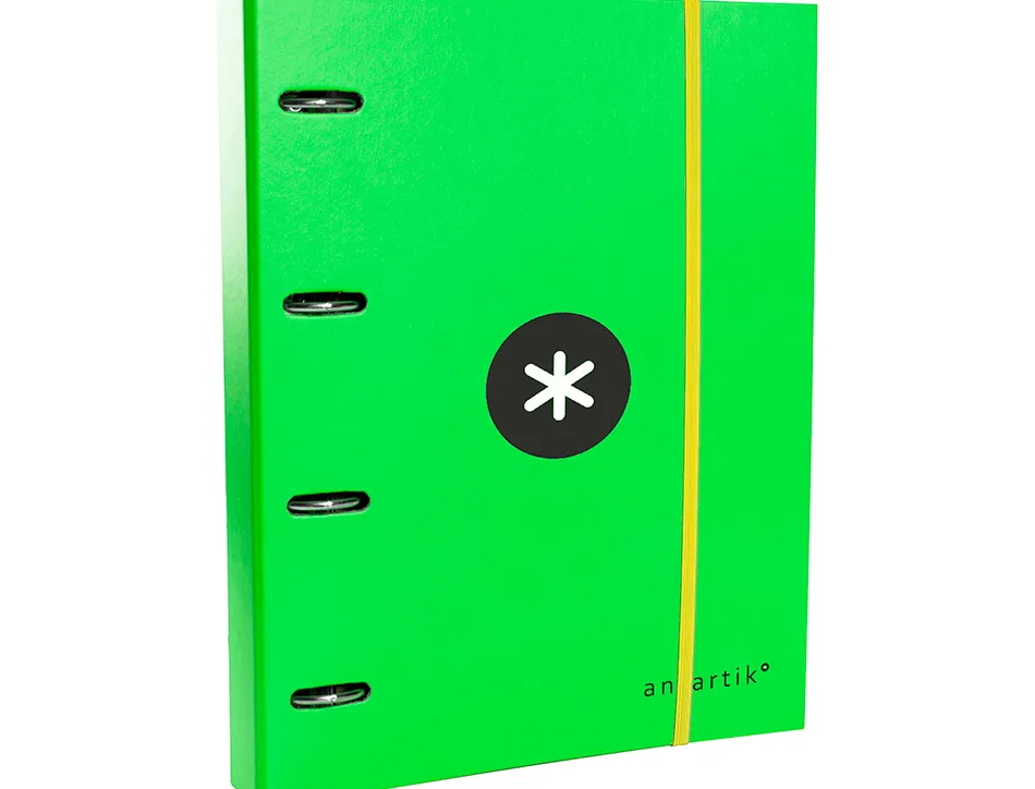 Classeur antartik 4 anneaux ronds 40mm a4 carton remborde feuillets mobiles quadrillage 5mm coloris vert