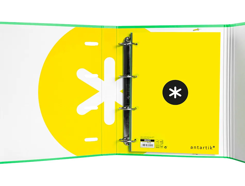 Classeur antartik 4 anneaux ronds 40mm a4 carton remborde feuillets mobiles quadrillage 5mm coloris vert