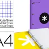 Classeur antartik 4 anneaux ronds 25mm a4 carton rembordé feuillets mobiles quadrillage 5mm coloris violet