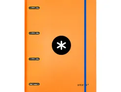 Classeur antartik 4 anneaux ronds 25mm a4 carton rembordé feuillets mobiles quadrillage 5mm coloris orange