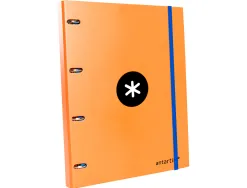 Classeur antartik 4 anneaux ronds 25mm a4 carton rembordé feuillets mobiles quadrillage 5mm coloris orange