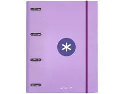 Classeur antartik 4 anneaux ronds 25mm a4 carton remborde feuillets mobiles q5x5 colorislavande