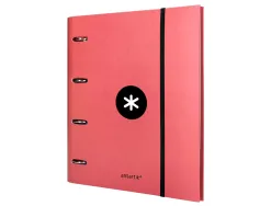 Classeur antartik 4 anneaux ronds 40mm a4 carton rembordé feuillets mobiles q5x5 coloriscorail