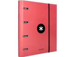 Classeur antartik 4 anneaux ronds 40mm a4 carton rembordé feuillets mobiles q5x5 coloriscorail